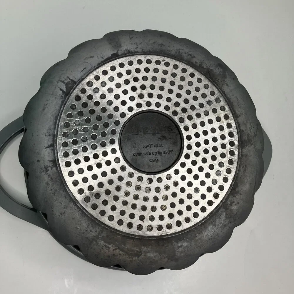 Temp-tations 5.9 Qt Round Aluminum NonStick Casserole Gray Pot With Glass Lid